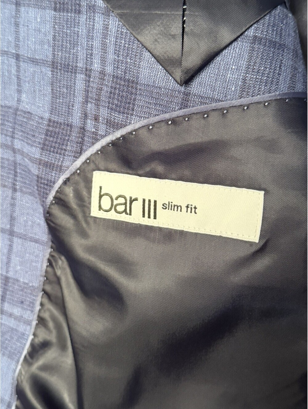 Bar Ill Slim 44R Sport Coat Jacket Blazer Blue Check MSRP $295 New w Tags - Picture 4 of 8